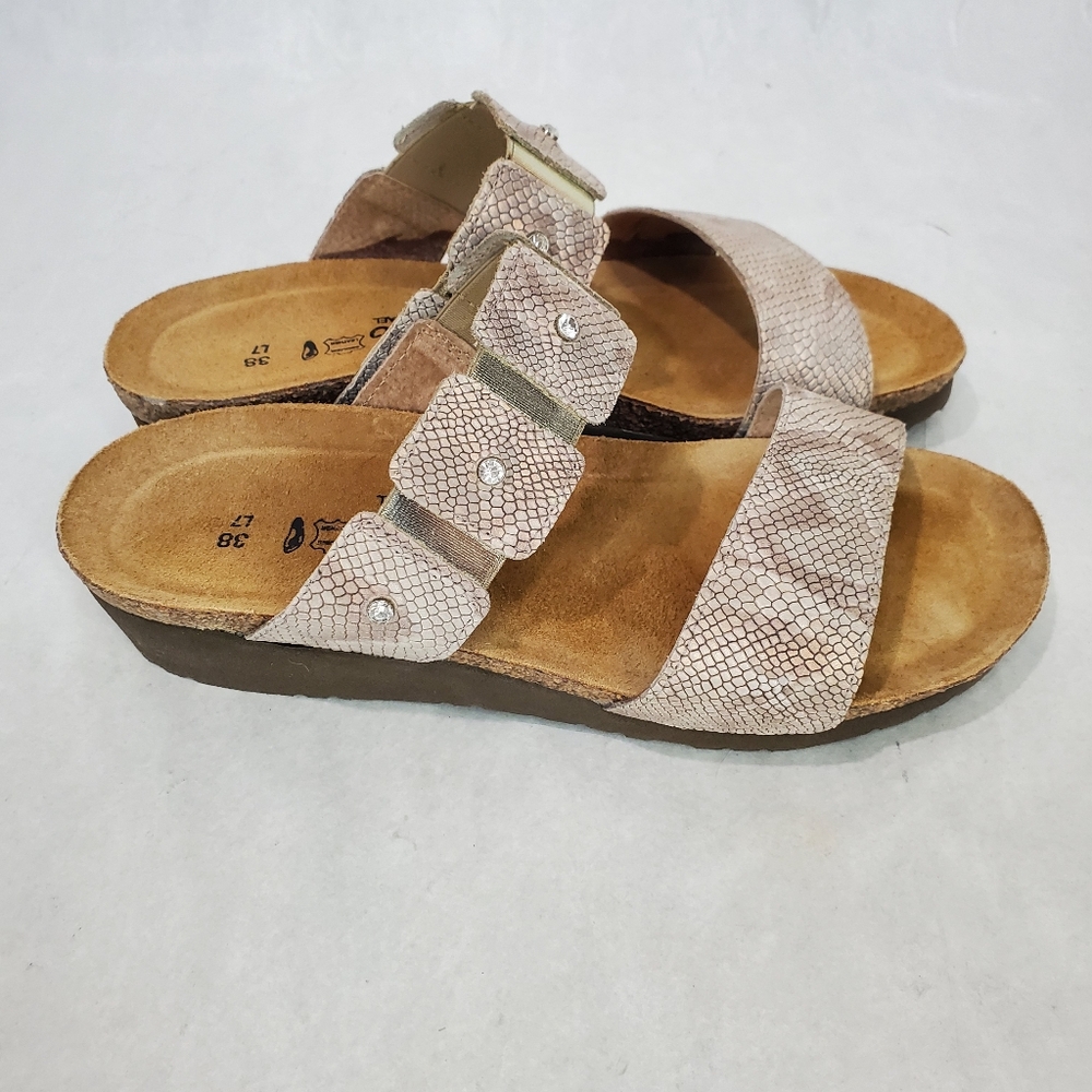 Naot Ashley Python Wedge Slide Sandals Rhinestones - image 5